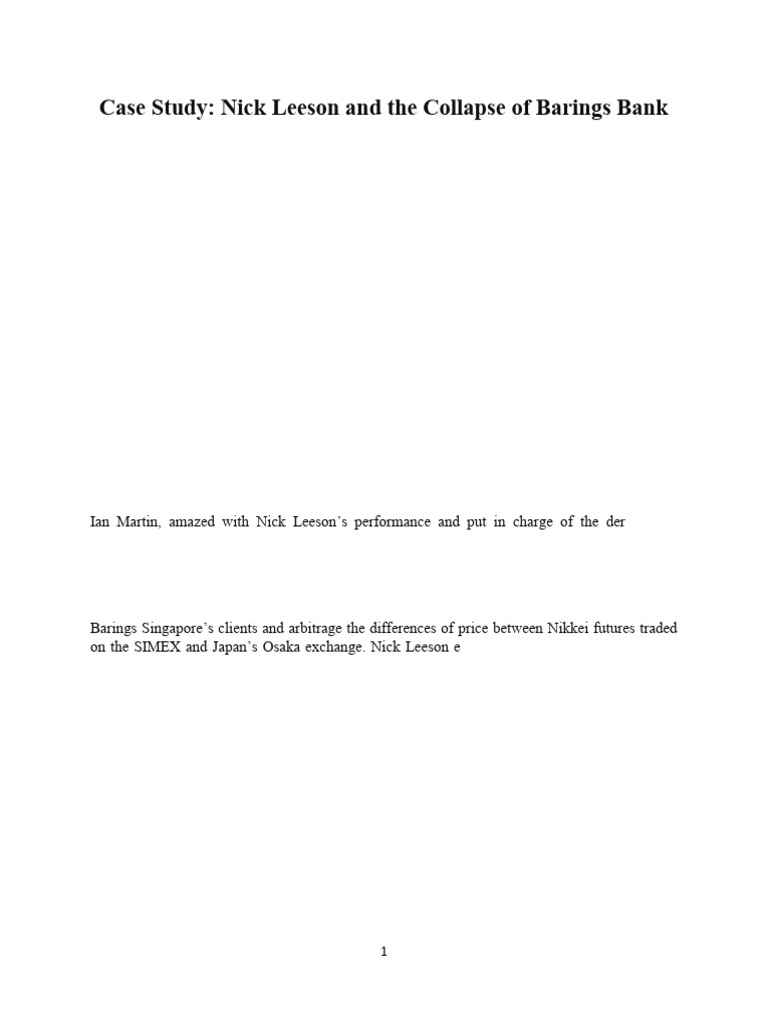 Case Study Barings Bank | PDF | Futures Contract | Private Sector