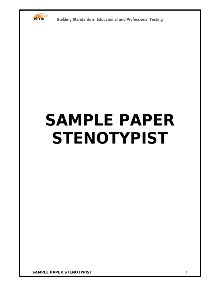 Stenotypist Sample Test Paper | PDF | Fish | Neuroscience