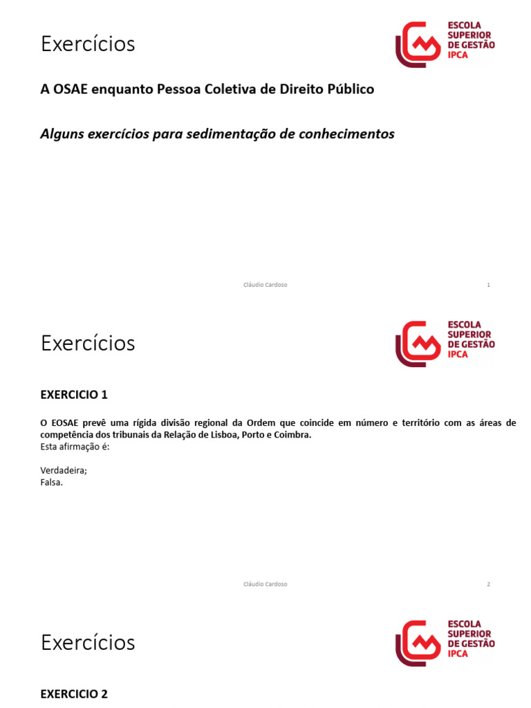 Exercícios sobre a OSAE e sua Estrutura | PDF | Eleições | Assembleia ...