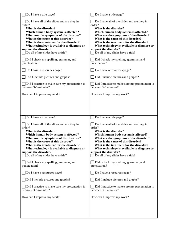 science checklist | PDF | Diseases And Disorders | Human Diseases And ...