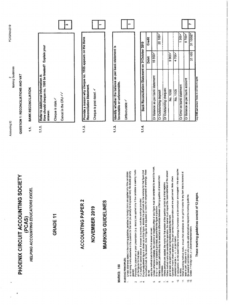 Acc Grade 11 Nov 2019 P2 Memo | PDF