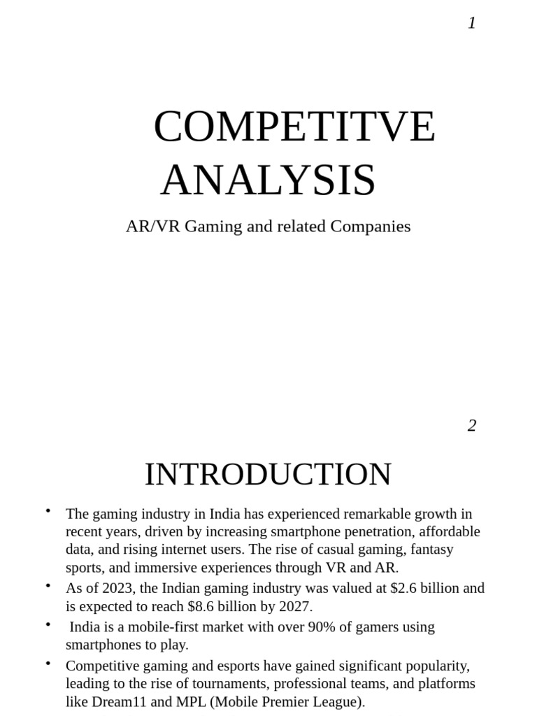 AR/VR Gaming Industry Analysis India | PDF | Augmented Reality ...