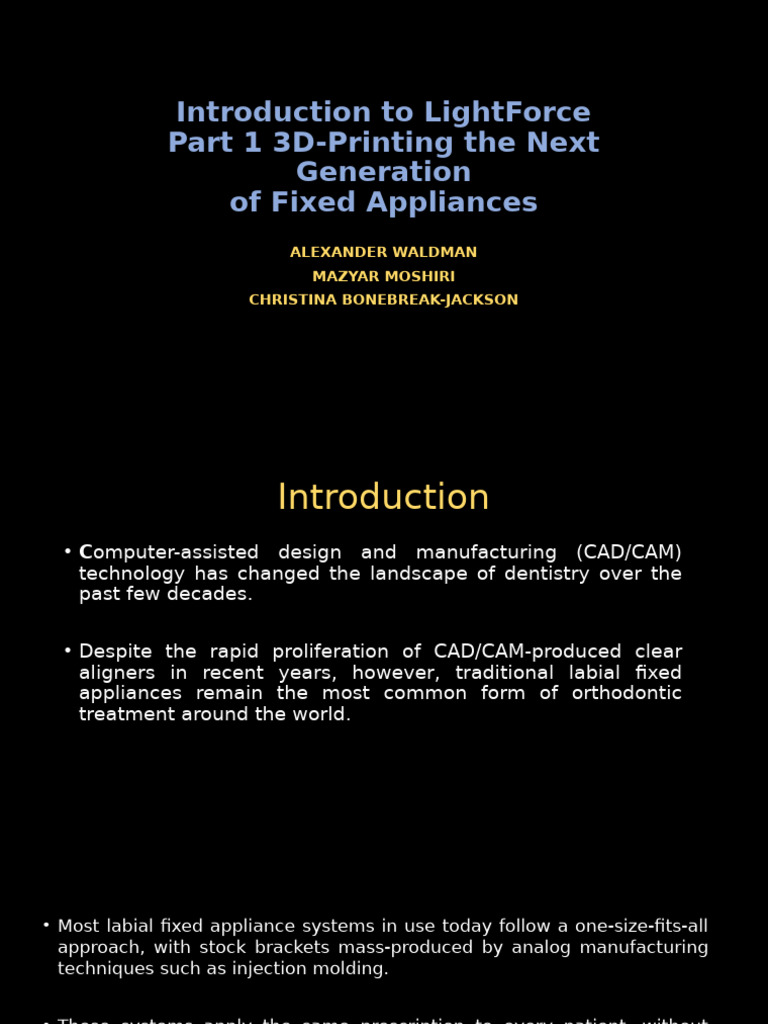 Introduction To Lightforce Pdf Orthodontics 3 D Printing