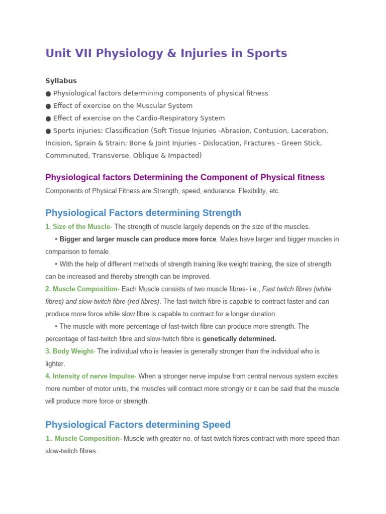 Sports Physiology and Injury Overview | PDF | Heart | Flexibility (Anatomy)