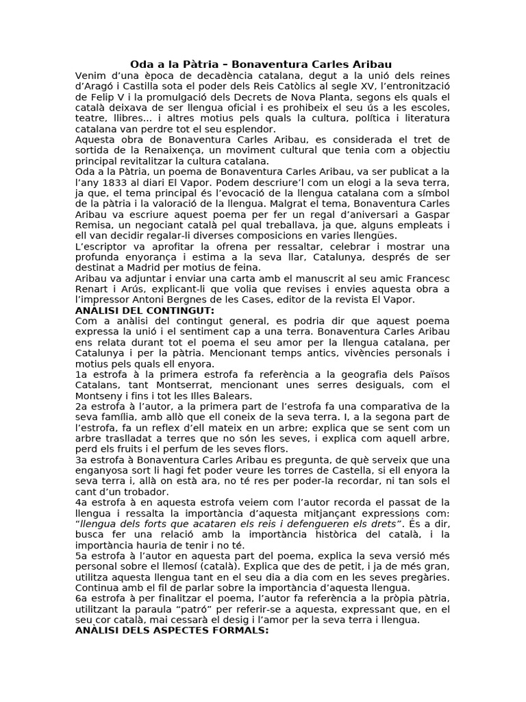 Oda A La Pàtria | PDF