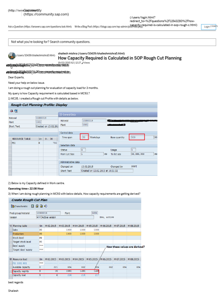 How Capacity Required Is Calculated in SOP Rough Cut Planning - SAP Q&A ...