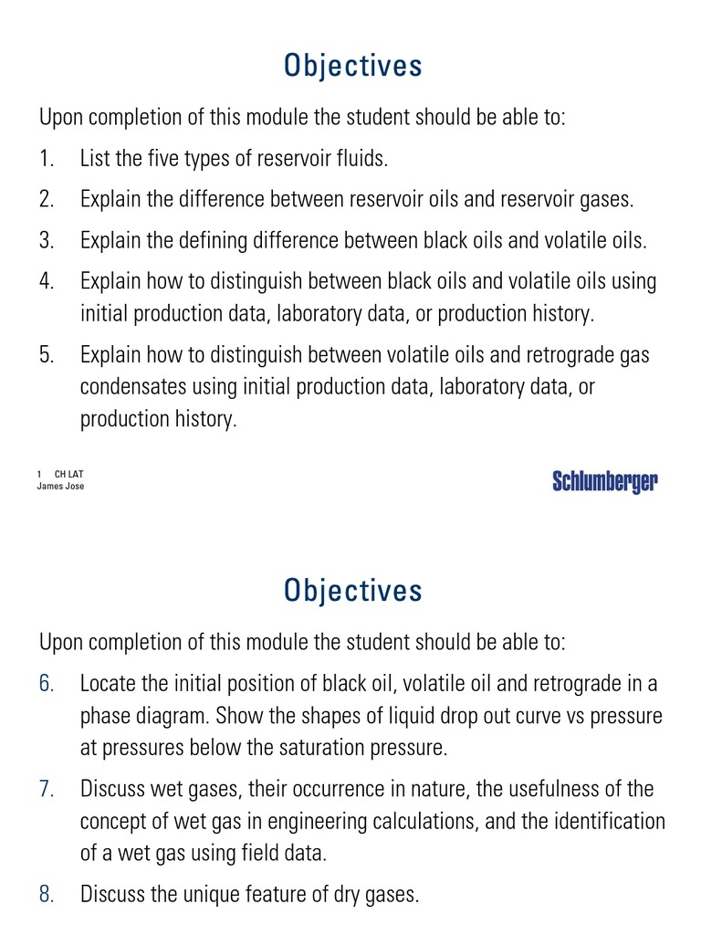 Five Types of Reservoir Fluids Petroleum Reservoir Phase (Matter)