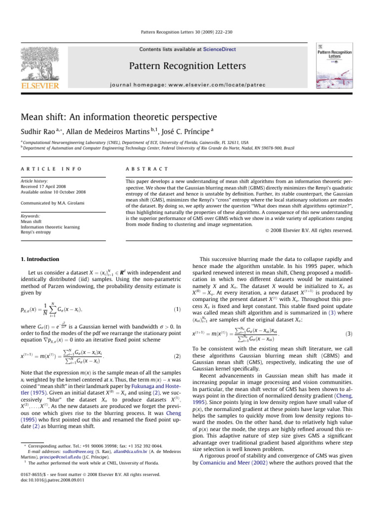 Mean Shift An Information Theoretic Pers | PDF | Normal Distribution ...