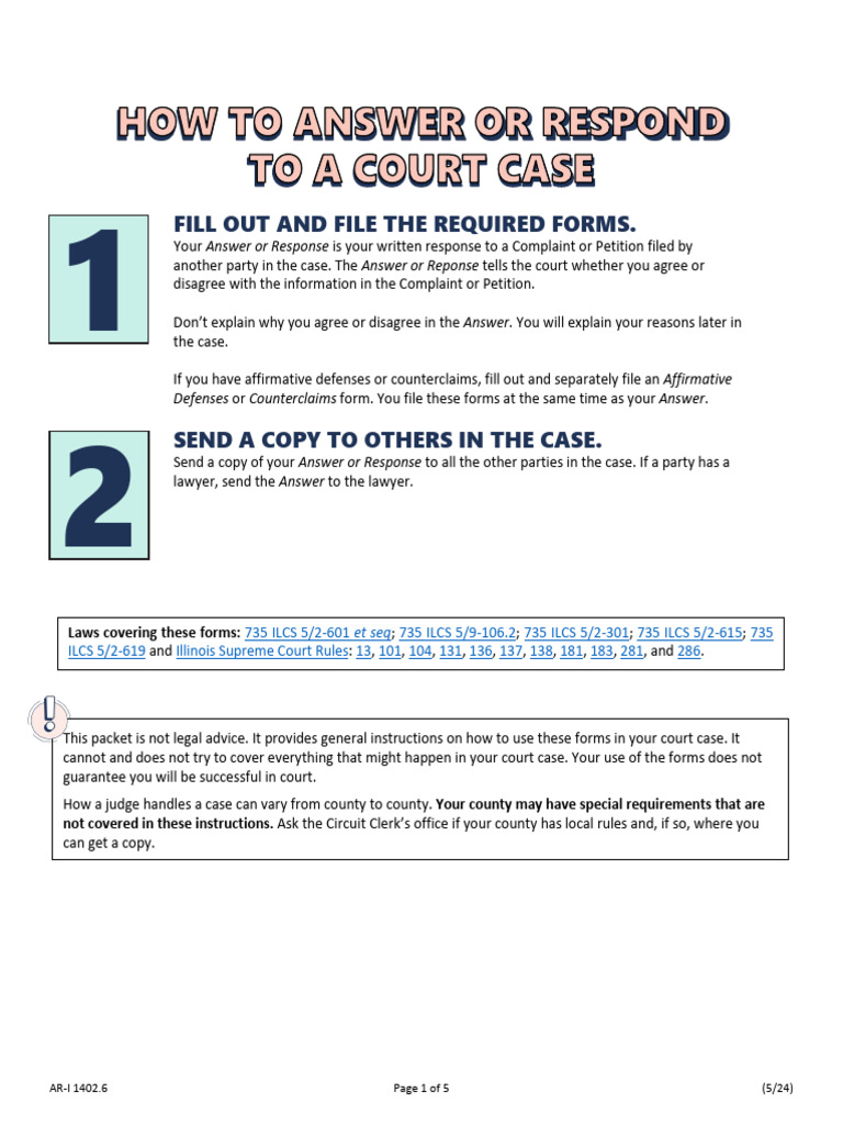 Answer Instructions | PDF | Lawsuit | Complaint