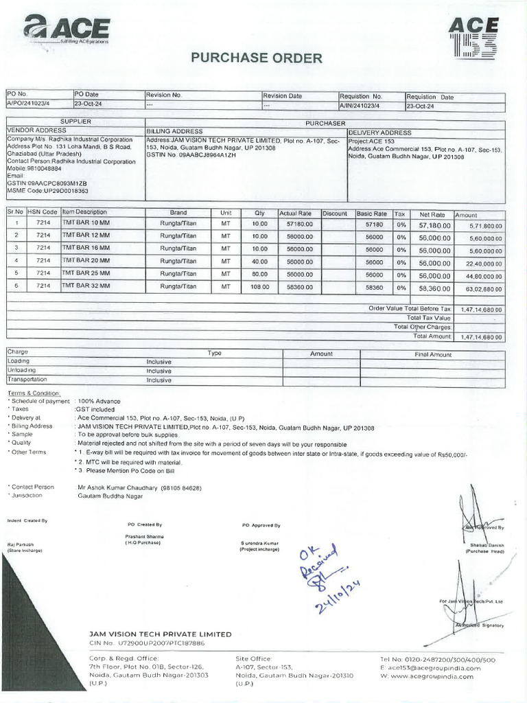 Radhika Industrial Corporation PO-SEC-129 | PDF