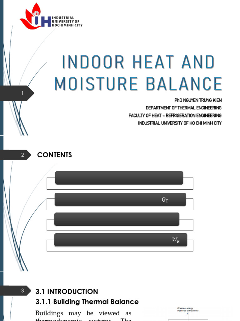 Chapter 3.1 - Indoor Heat and Moisture Balance | PDF | Heat Transfer ...