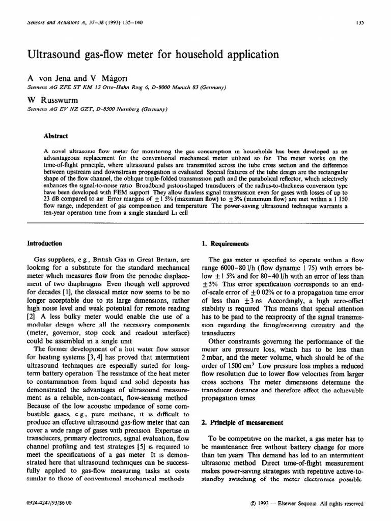 Ultrasound gas flow meter for household application pdf ultrasound