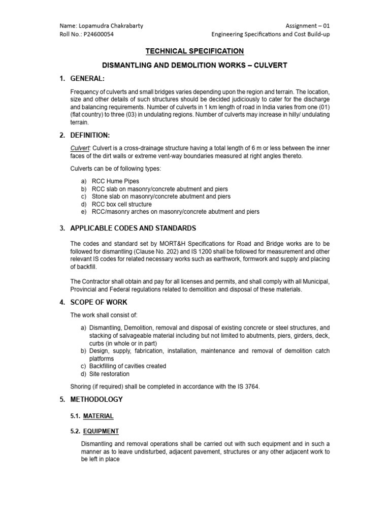 Culvert Dismantling and Demolition Guide | PDF | Demolition | Concrete