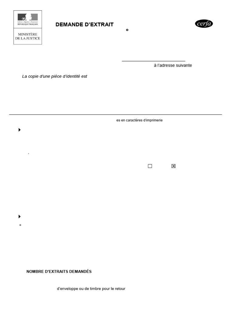 Demande d'extrait casier judiciaire | PDF | Justice | Crime et violence