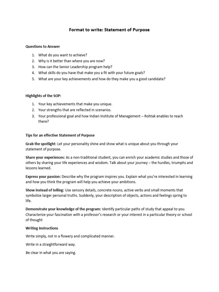 Crafting an Impactful Statement of Purpose | PDF | Entrepreneurship ...