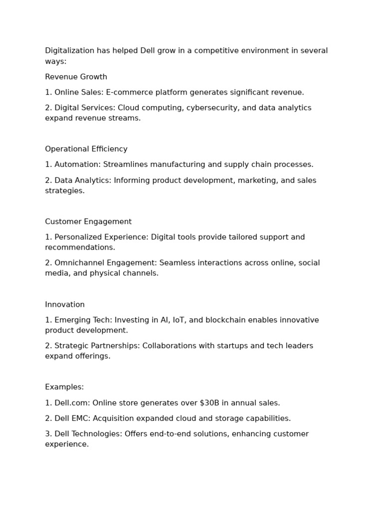 Dell's Digitalization Strategies for Growth | PDF | Supply Chain ...