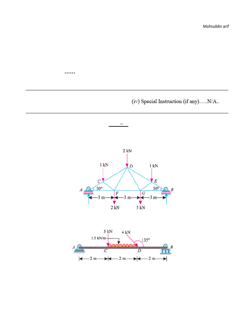 Engineering Mechanics Exam 2024 Guide | PDF | Truss | Force