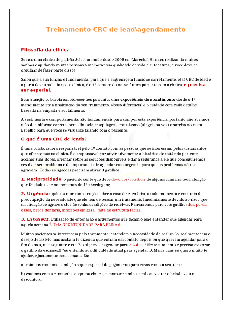 Treinamento para CRC de Leads Odontológicos | PDF | Prótese | Dente humano