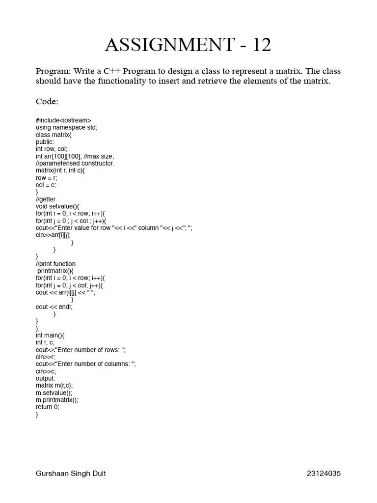 C++ Matrix and Complex Number Classes | PDF | Scalar (Mathematics) | C++