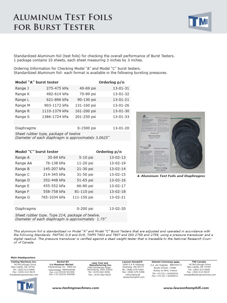 13 01 Test Foils | PDF | Pascal (Unit) | Physical Quantities