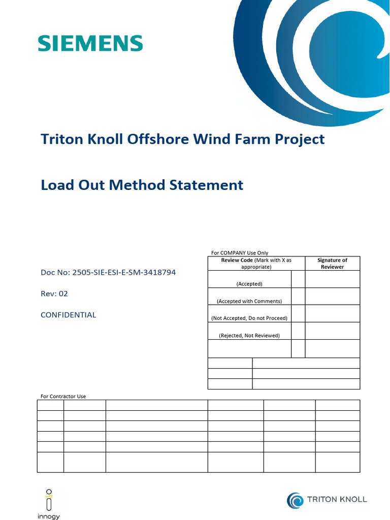 Triton Knoll Load Out Method Statement | PDF | Wind Speed | Crane (Machine)