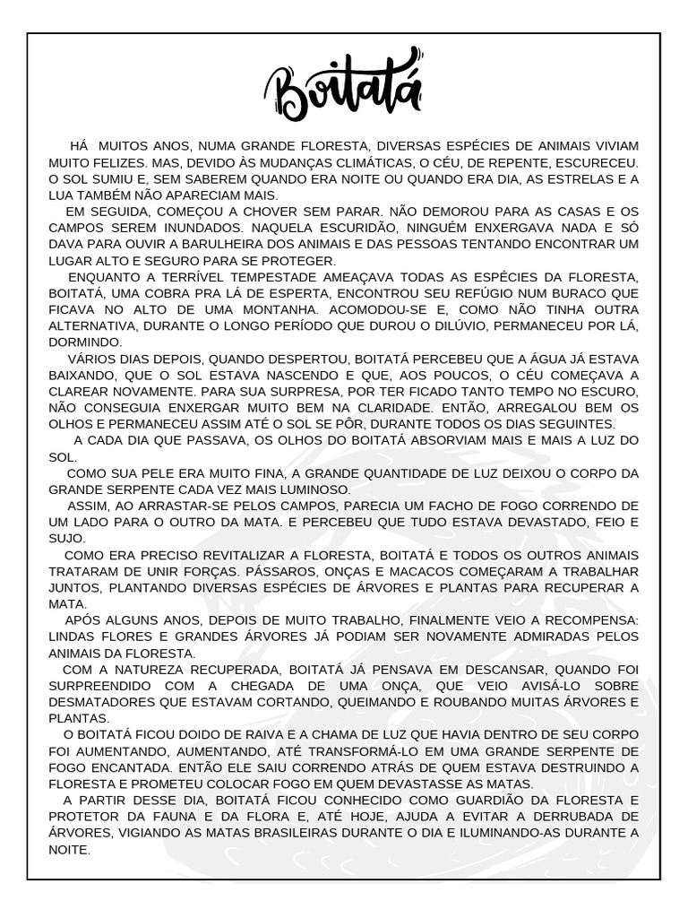 A Lenda do Boitatá e sua Proteção | PDF | Jaguar | Sol