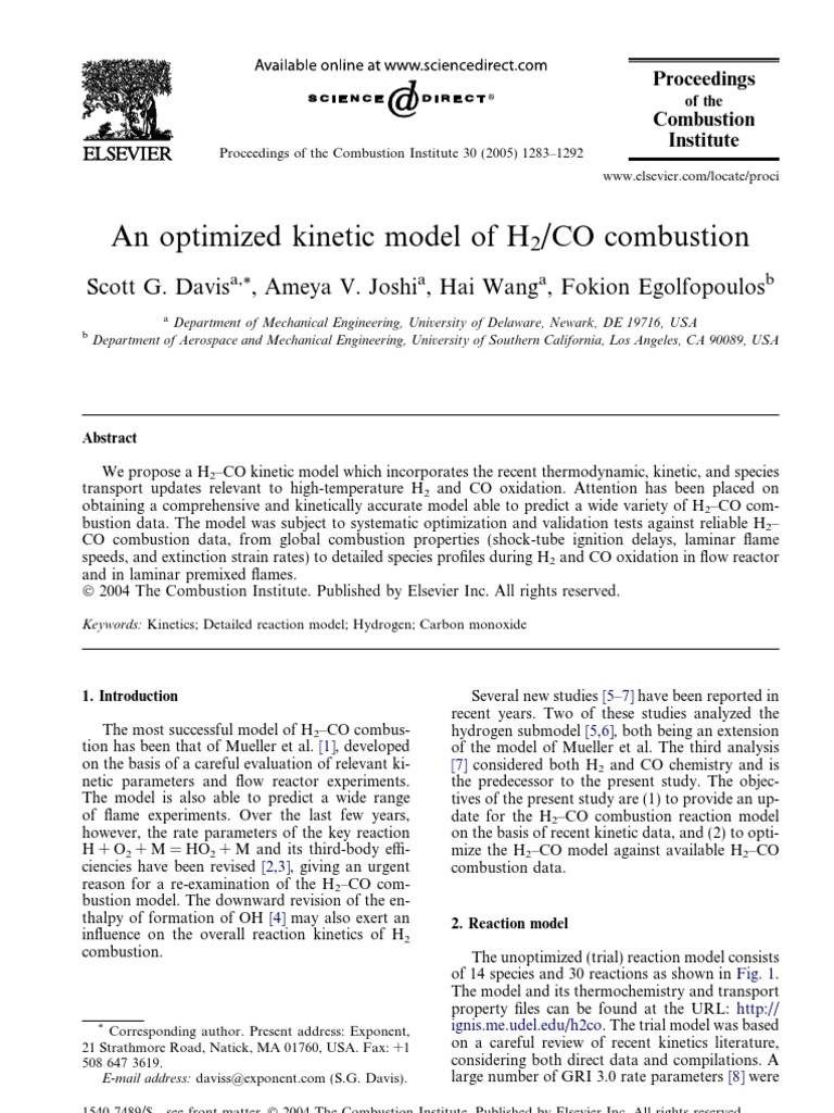 Davis et al., 2005 (IMP) Sensitivity Analysis Combustion Free 30