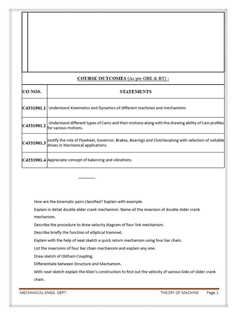 Theory of Machine Assignment Guide | PDF | Belt (Mechanical) | Gear