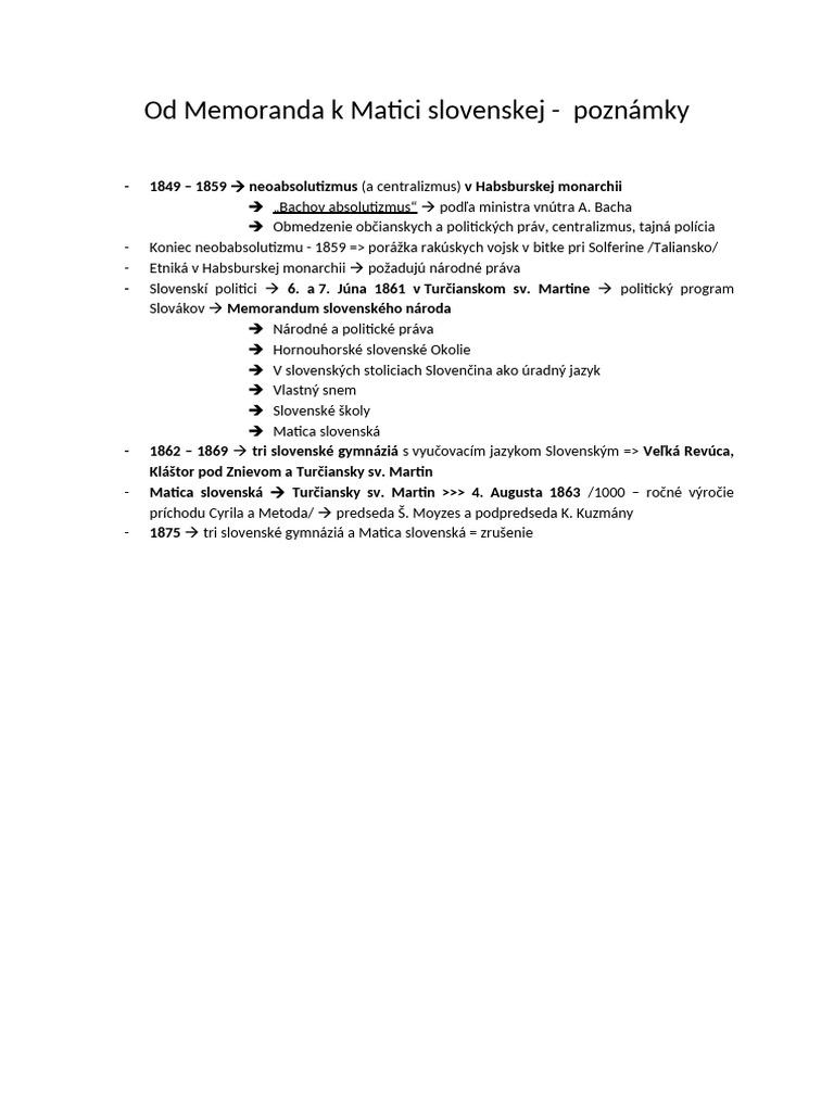 Od Memoranda K Matici Slovenskej | PDF