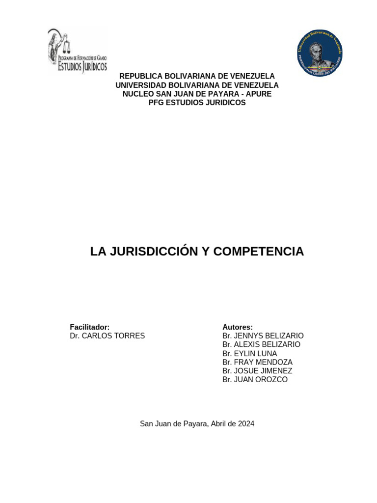 Jurisdicción y Competencia en Venezuela | PDF | Jurisdicción | Juez