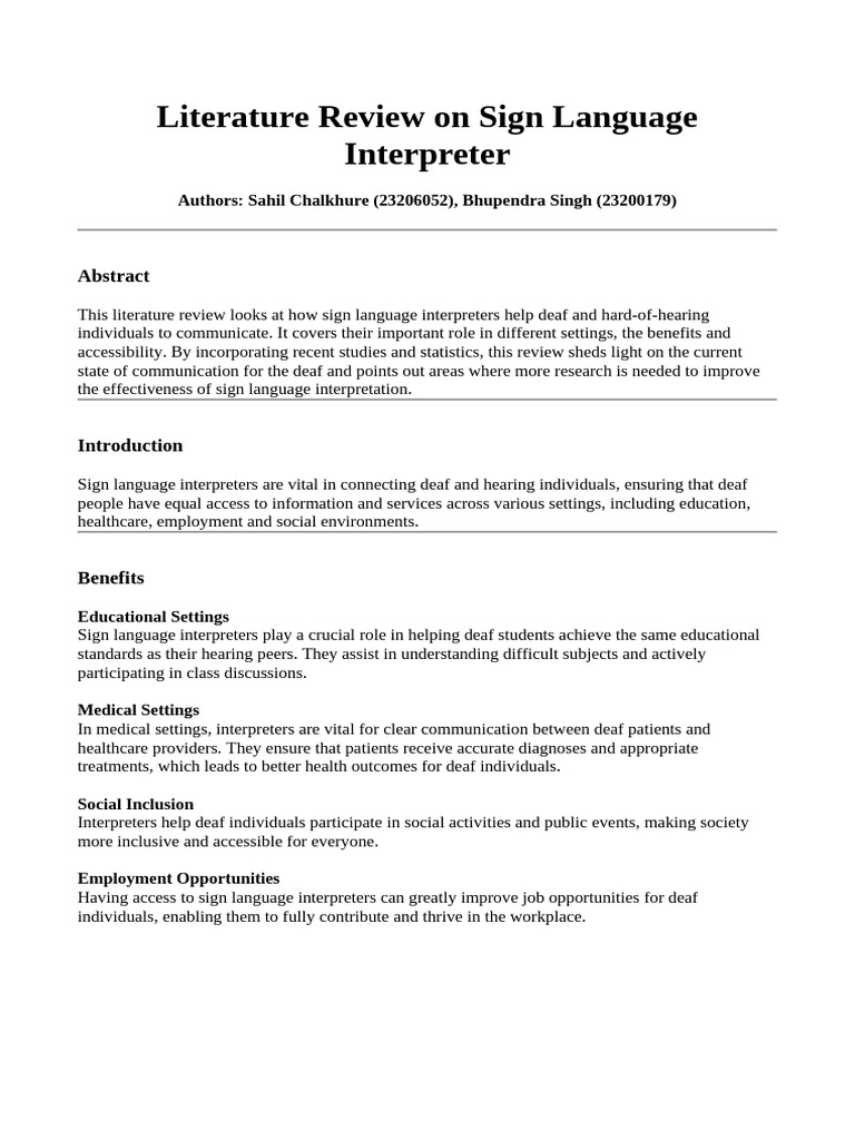 Sign Language Interpreters: Role & Impact | PDF | Sign Language ...