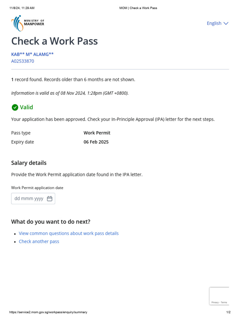 MOM - Check A Work Pass | PDF | Finance & Money Management