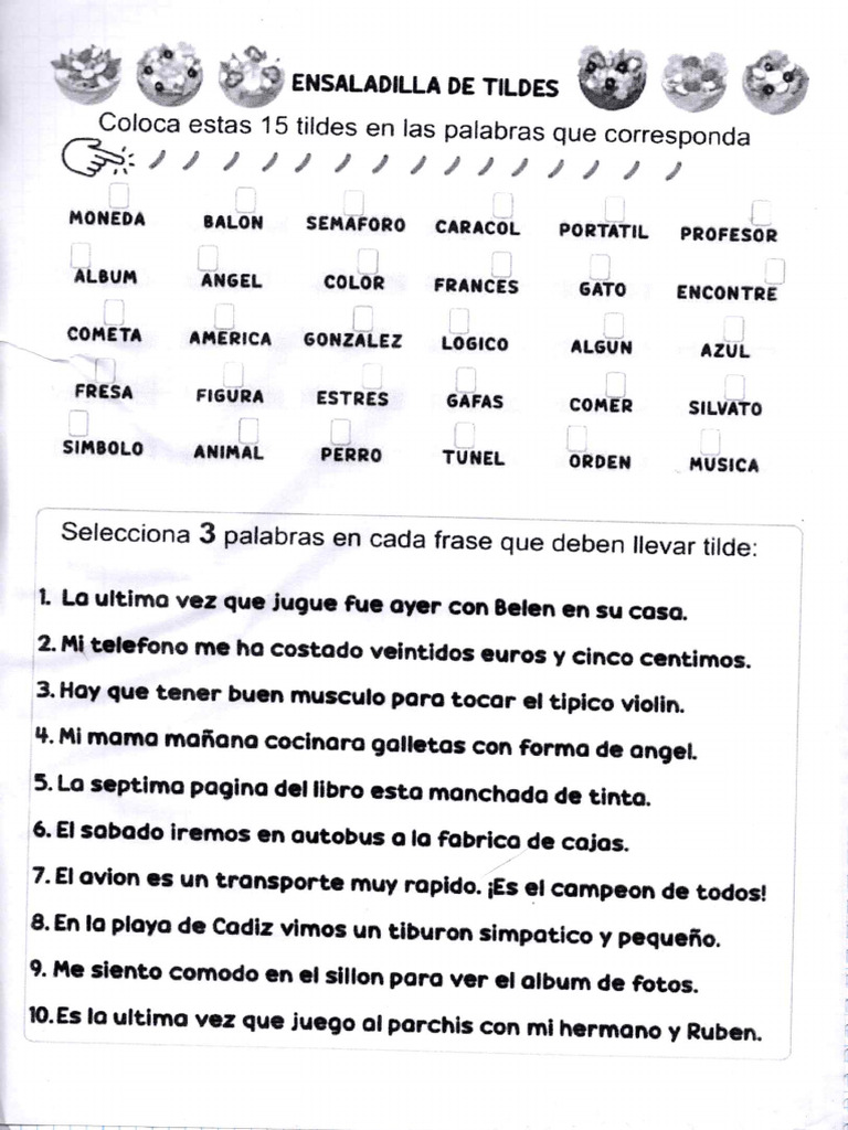 Hoja de Tildes | PDF