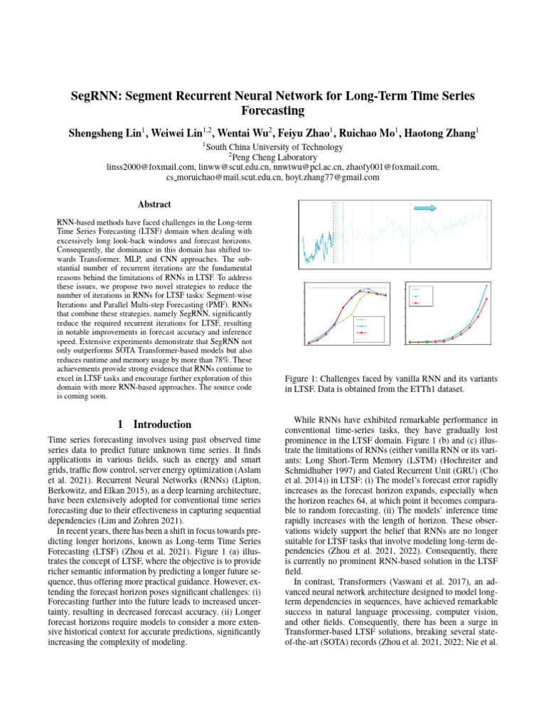 SegRNN: RNN for Long-Term Forecasting | PDF | Forecasting | Machine ...
