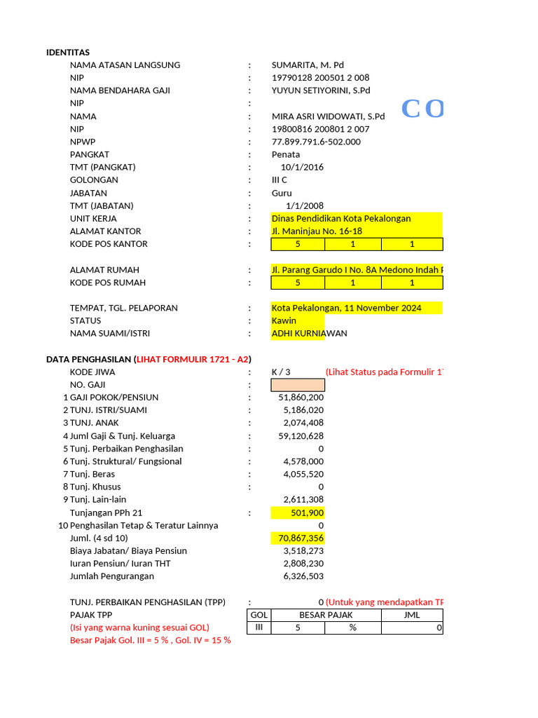 Laporan PPh 21 Pegawai 2023 | PDF