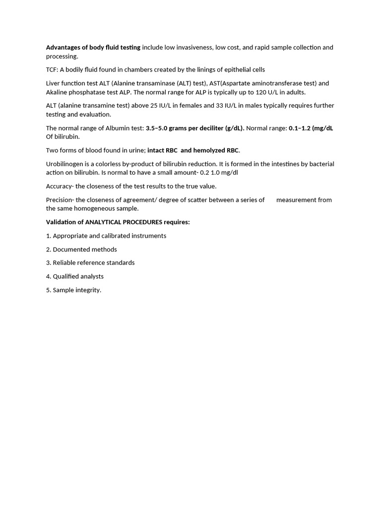 Benefits of Body Fluid Testing Explained | PDF | Cooking, Food & Wine