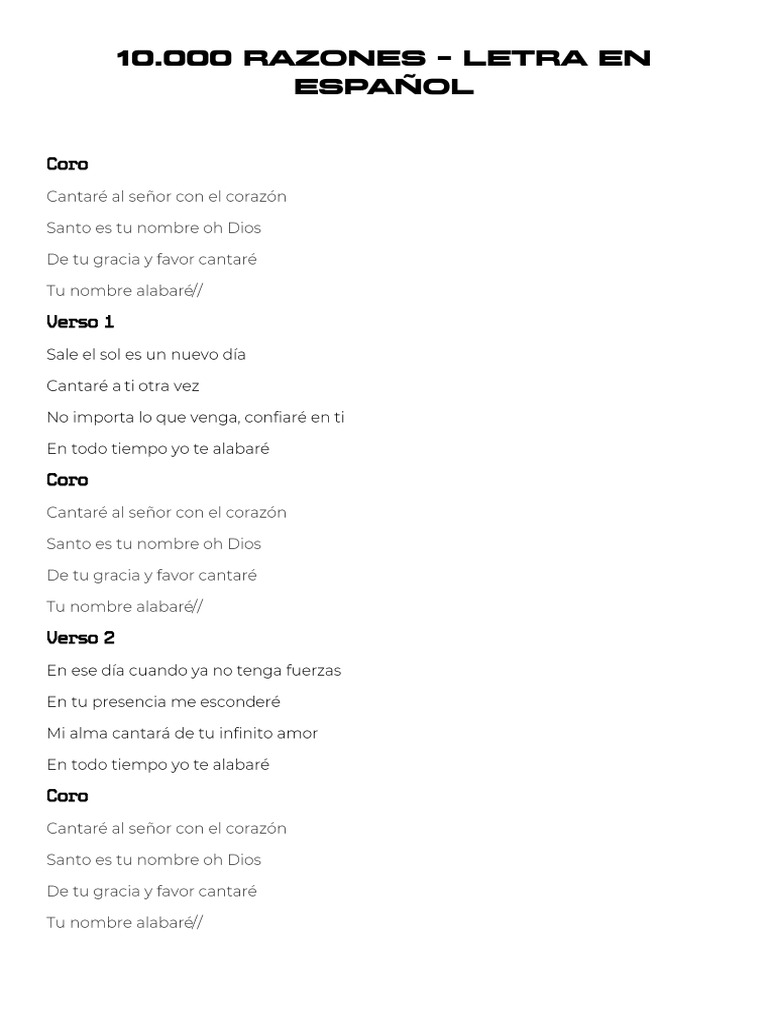 10.000 Razones - Letra en Español | PDF | Arte