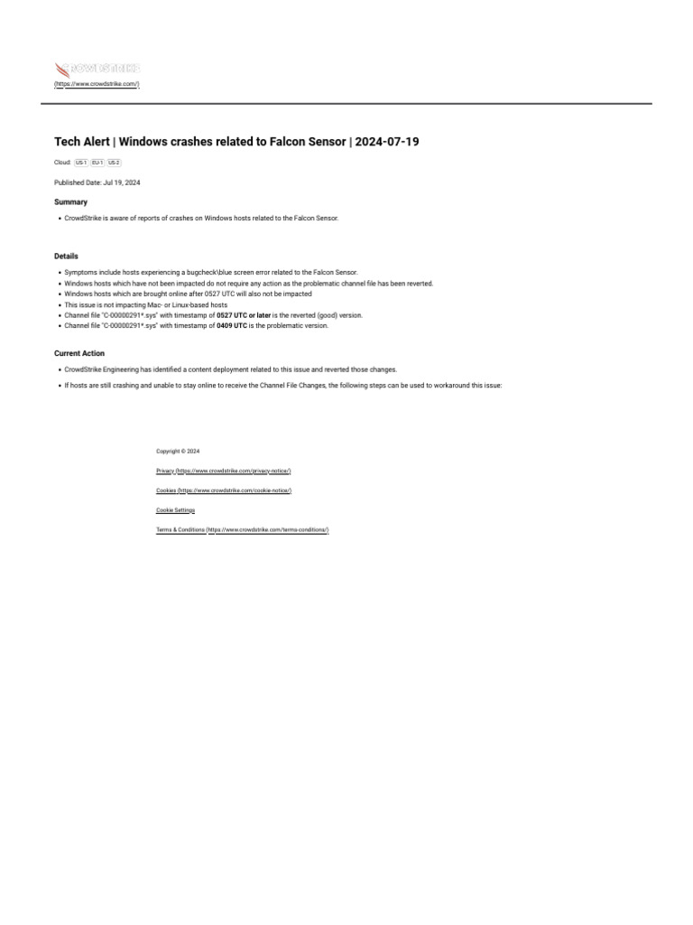 FalconCR-Tech Alert - Windows Crashes Related To Falcon Sensor - 2024 ...