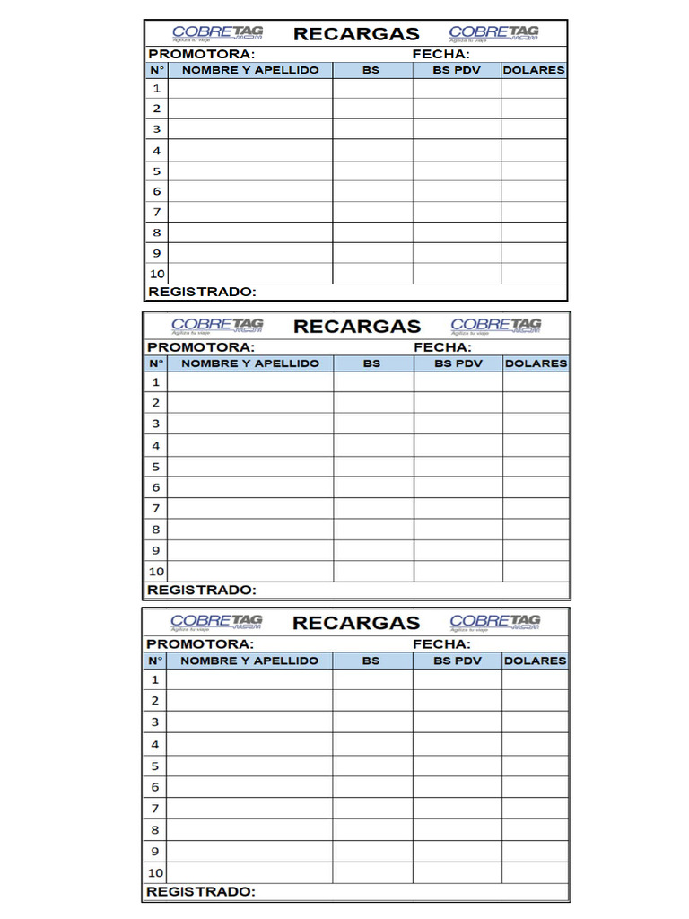 Formato Recarga | PDF