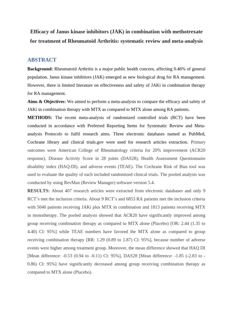 Efficacy of Janus Kinase Inhibitors | PDF | Rheumatoid Arthritis ...