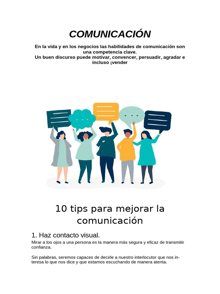 10 Tips para Mejorar La Comunicación | PDF | Comunicación | Hablar en ...