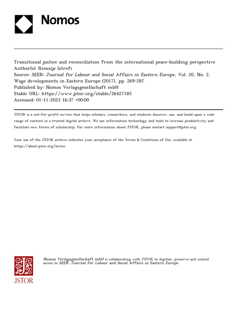 ISTREFI 2017 Transitional Justice and Reconciliation From The ...