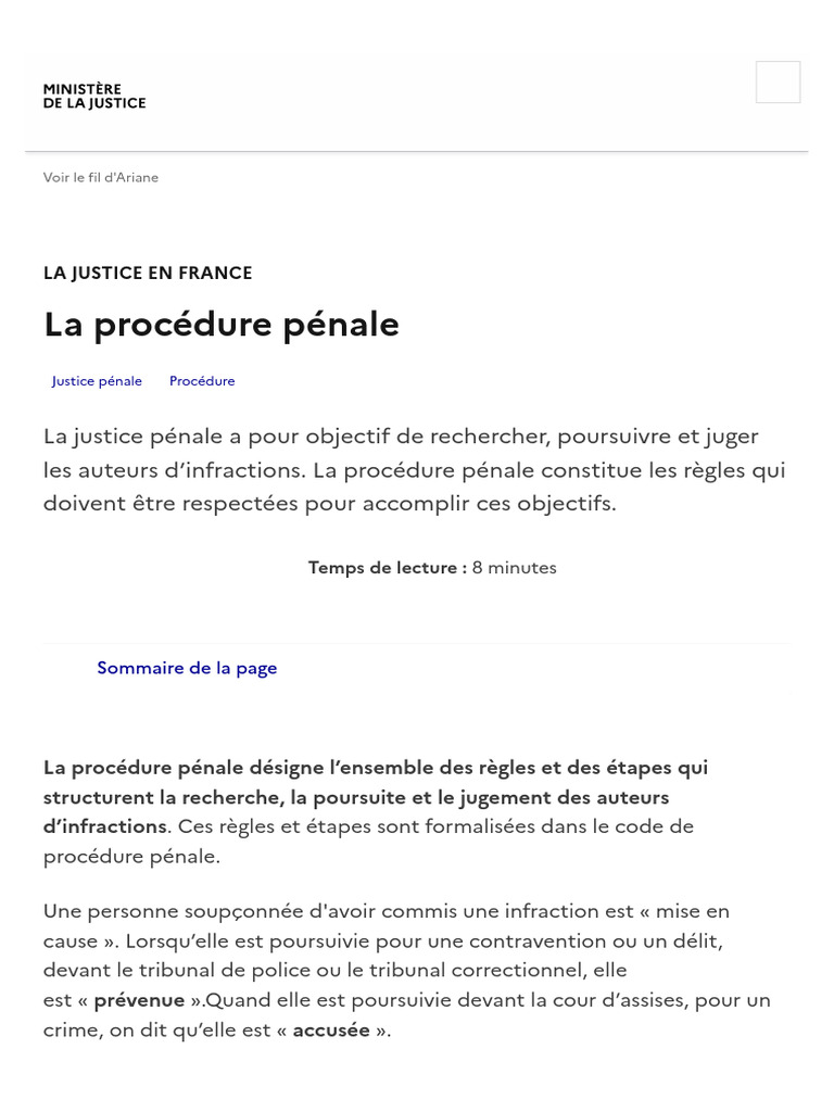 Comprendre la procédure pénale en France | PDF | Loi criminelle | Loi ...
