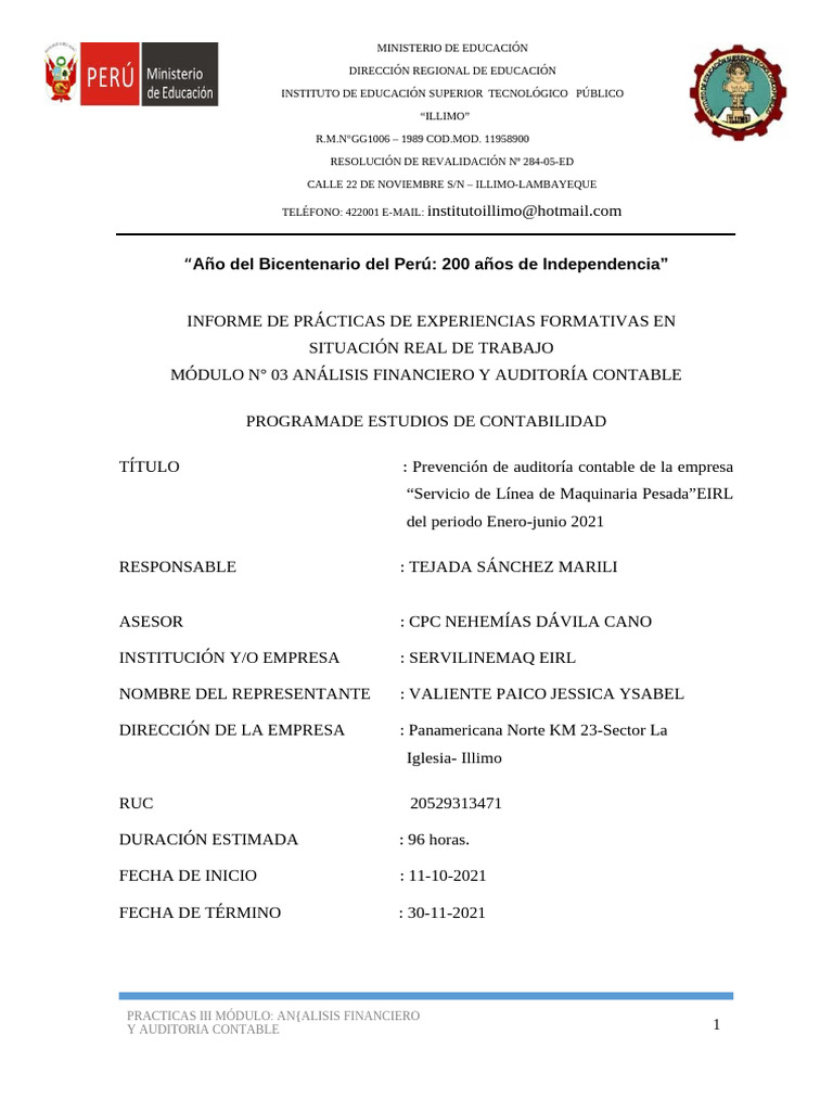 Informe de Auditoría Contable 2021 | PDF | Contabilidad | Auditoría