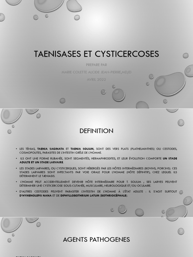 Taeniasis et Cysticercose: Aspects Clés | PDF | Spécialités médicales ...