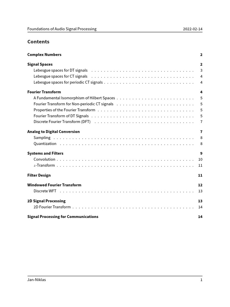 Audio Signal Processing Fundamentals | PDF | Convolution | Basis ...