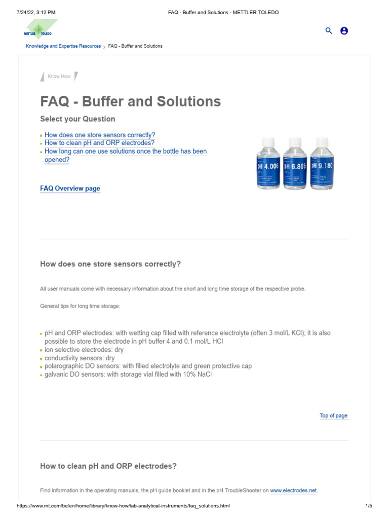 pH Electrode Care and Buffer Solutions | PDF | Ph | Buffer Solution
