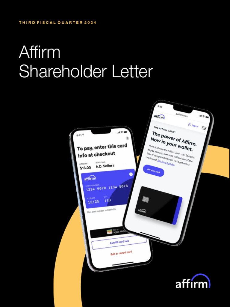 Afrm Q3 24 Shareholder Letter Pdf Securitization Equity Finance