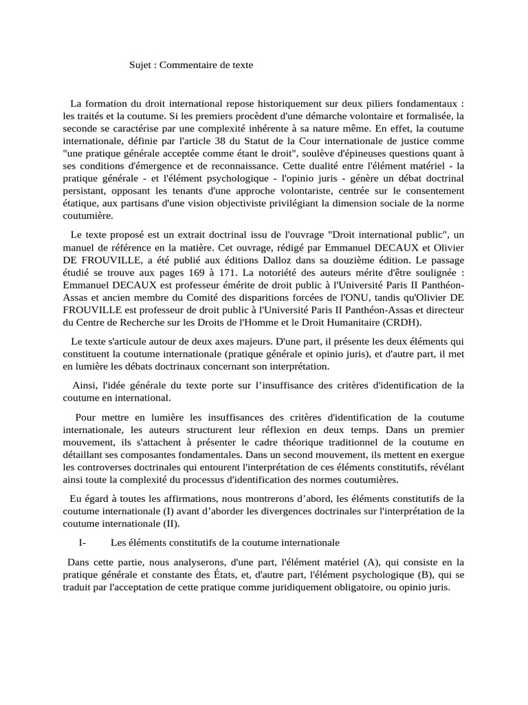 Coutume internationale : éléments et débats | PDF | Loi internationale ...