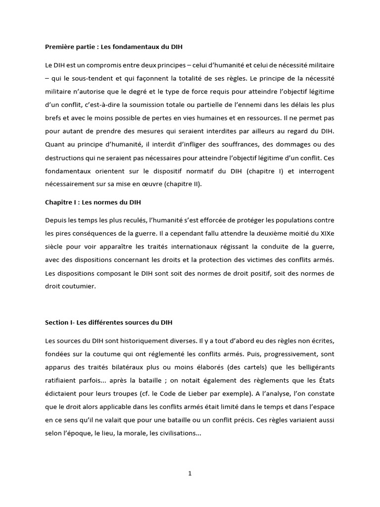 Fondamentaux et Évolution du DIH | PDF | Conventions de Genève | Droit ...